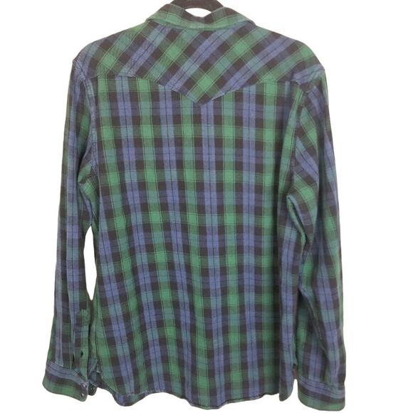 Lucky Brand Mens Western Flannel Shirt Tartan Plaid M Classic Fit Country Cowboy - Picture 8 of 8